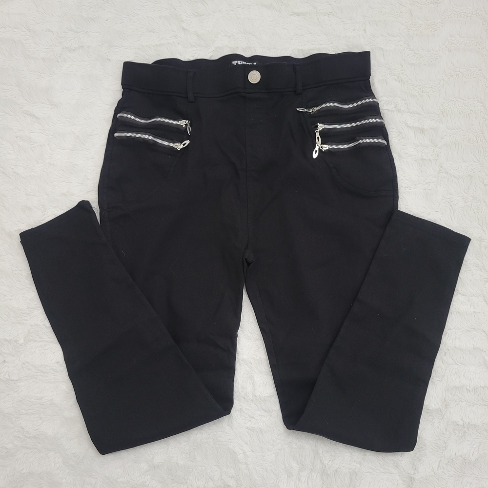 Thrill Black Skinny Pants with Silver Zippers